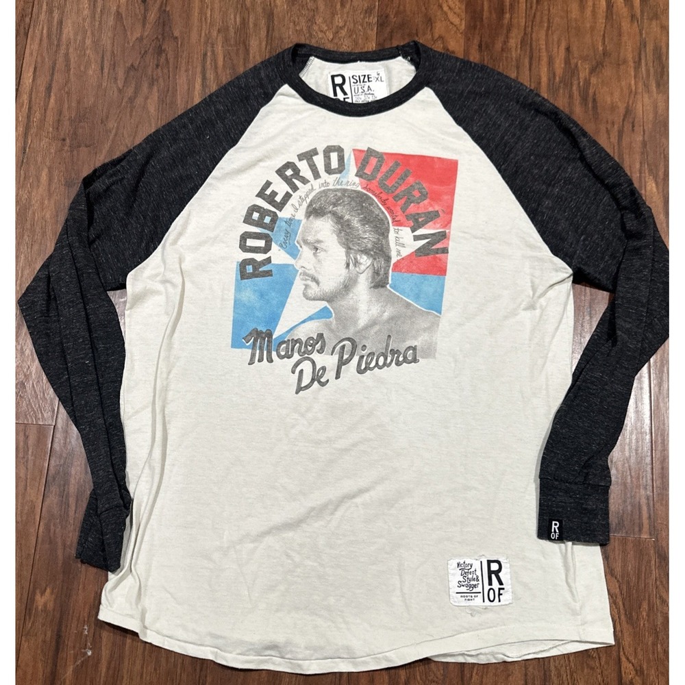 Men's 4XL Roots of Fight Roberto Duran Manos De Piedra Long Sleeve Raglan